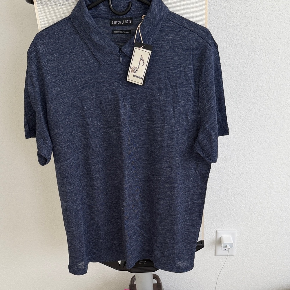 Stitch Note Men's Heathered Navy Polo